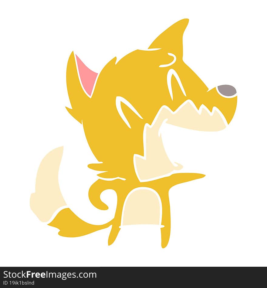 Laughing Fox Flat Color Style Cartoon