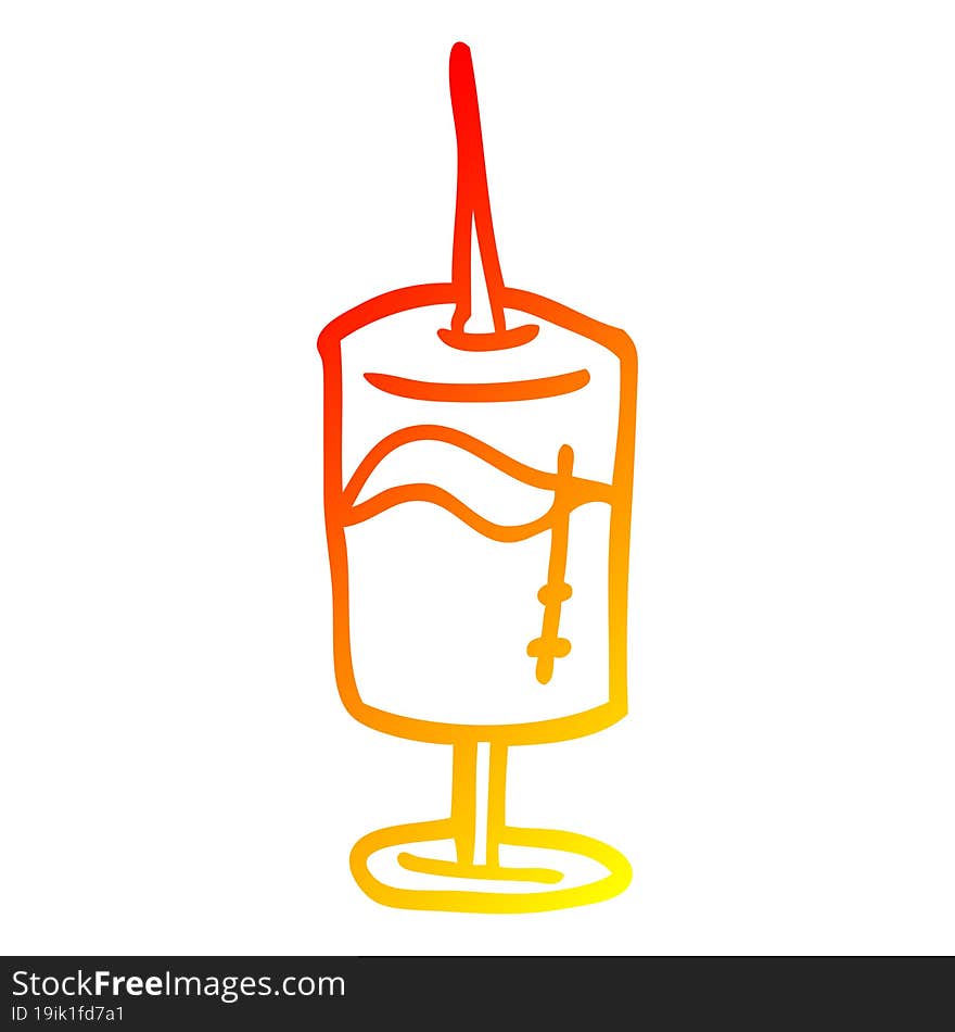 warm gradient line drawing cartoon medical syringe