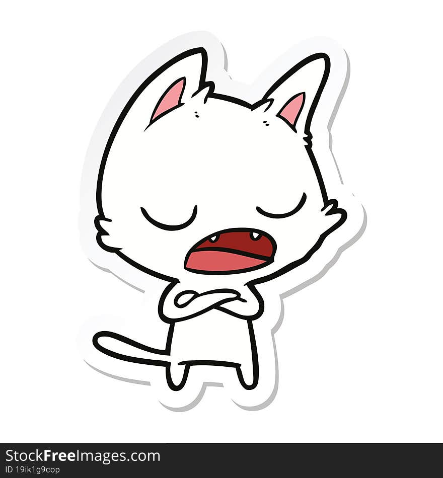 sticker of a talking cat cartoon