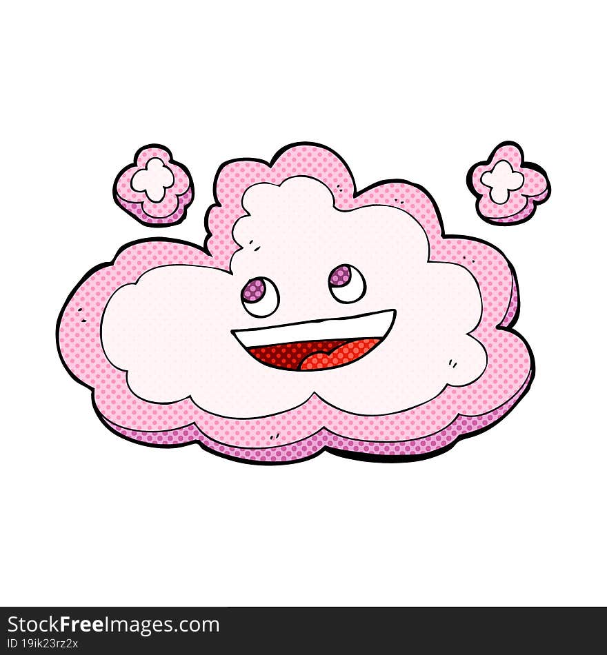 cartoon happy pink cloud