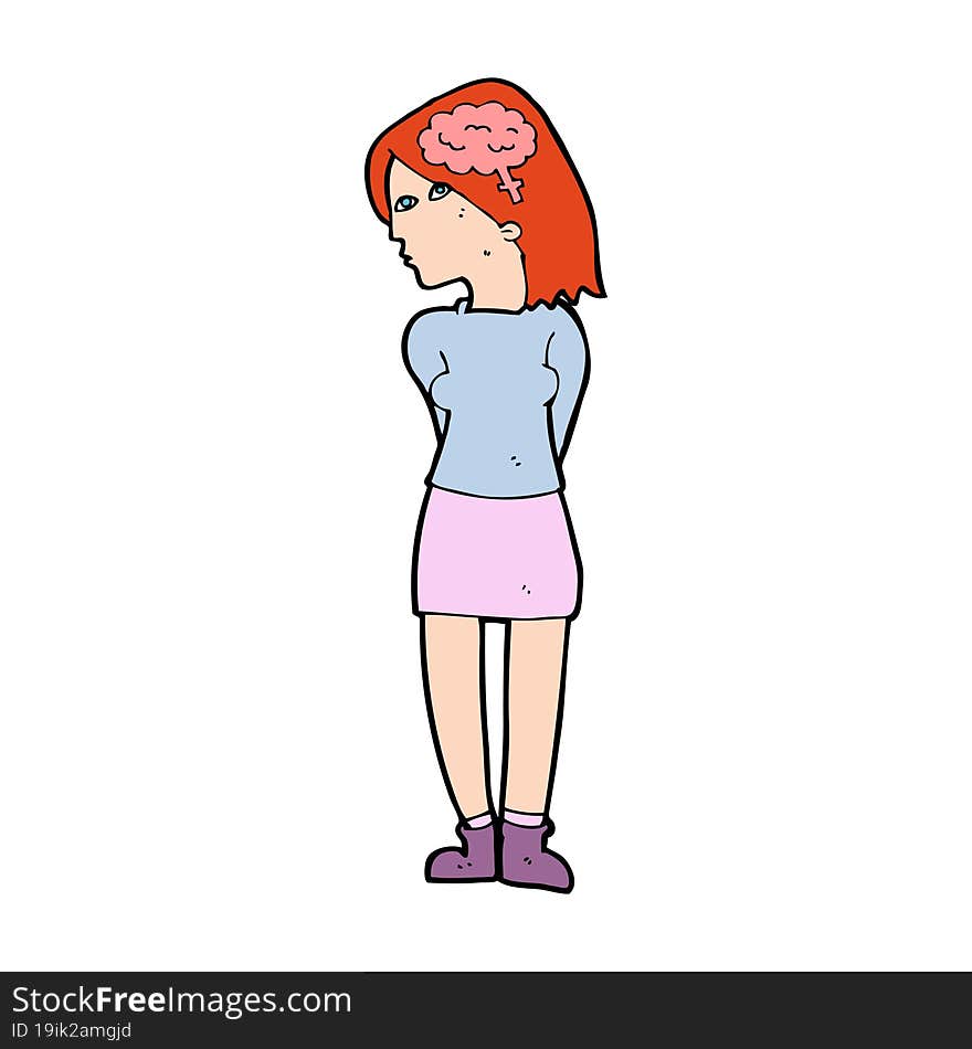 cartoon brainy woman