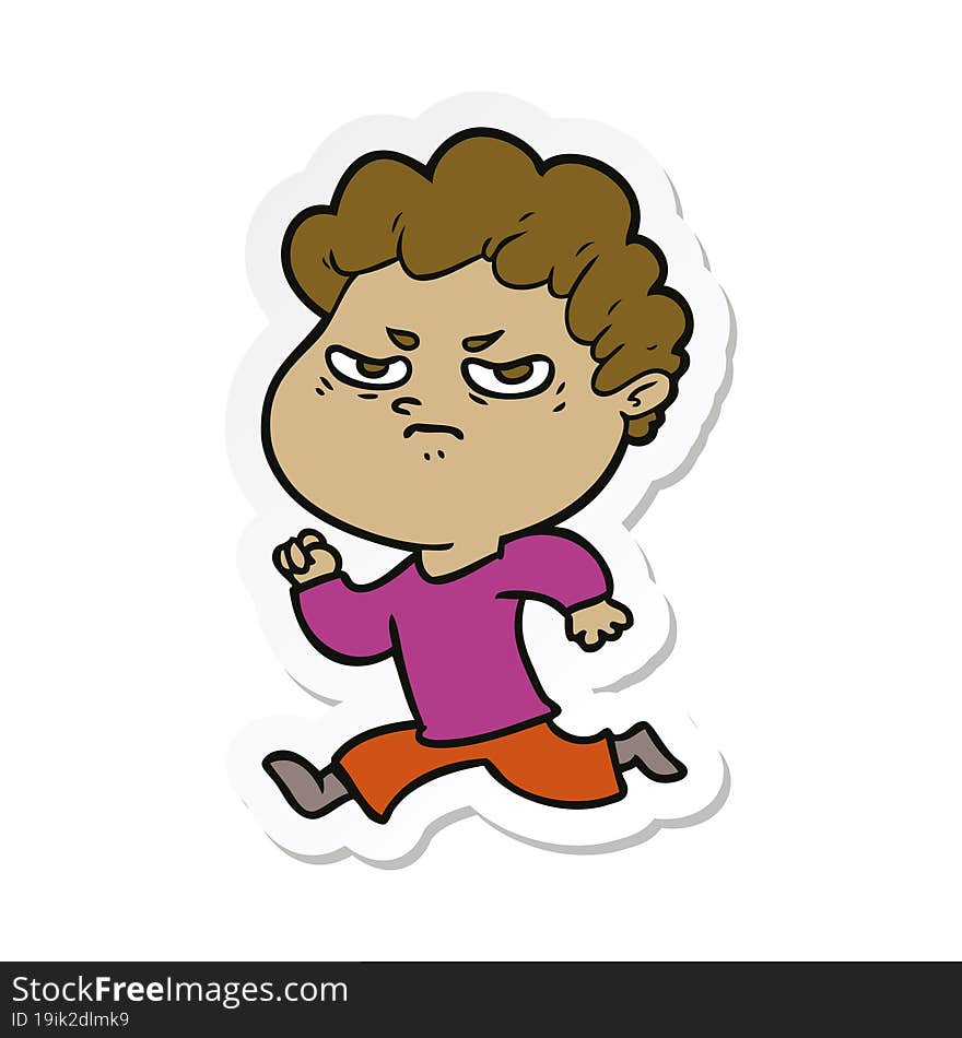 sticker of a cartoon angry man