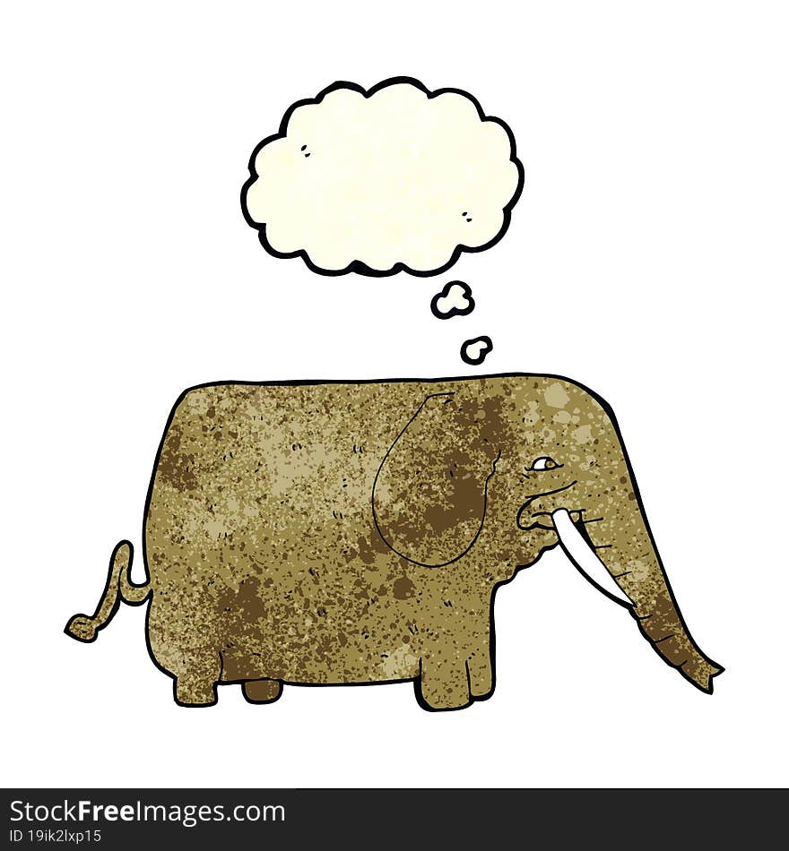 cartoon mammoth with thought bubble