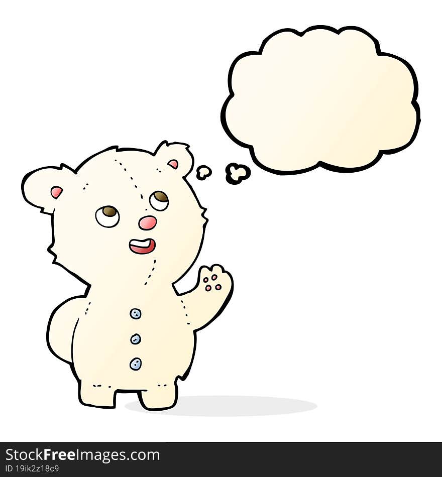 cartoon cute polar bear cub with thought bubble