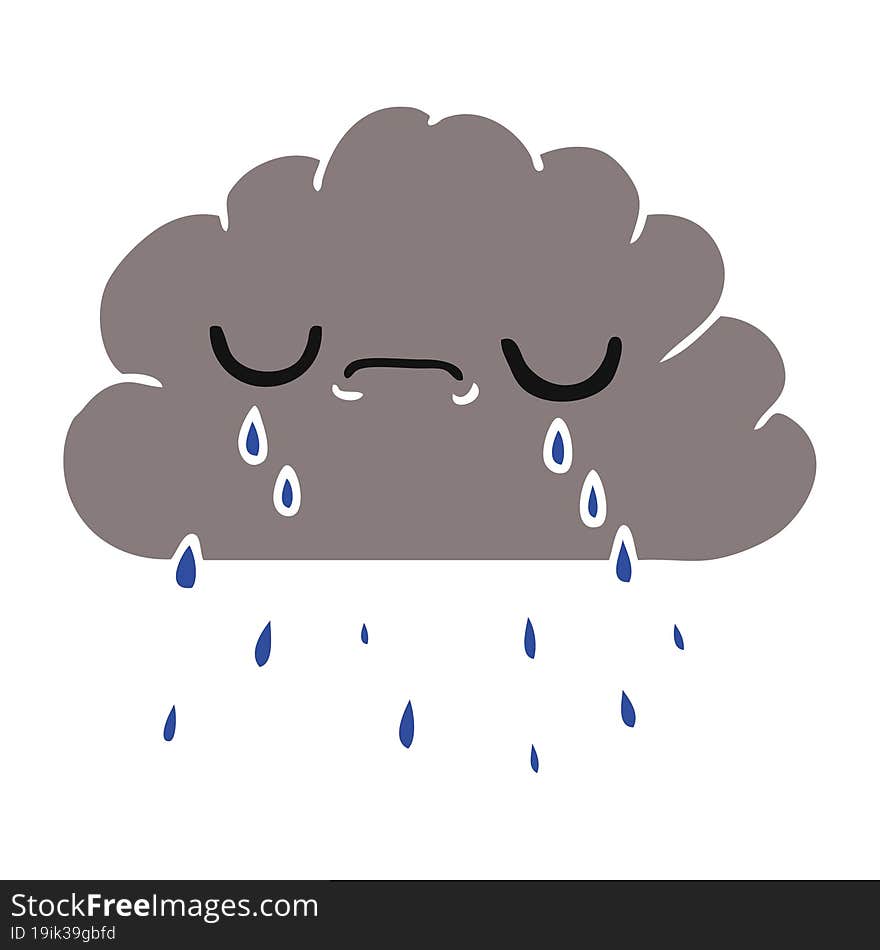 freehand drawn cartoon of cute crying cloud