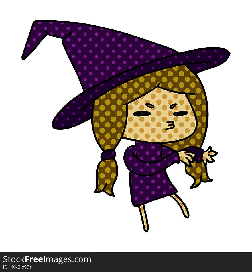 Cartoon Of A Cute Witch Kawaii Girl