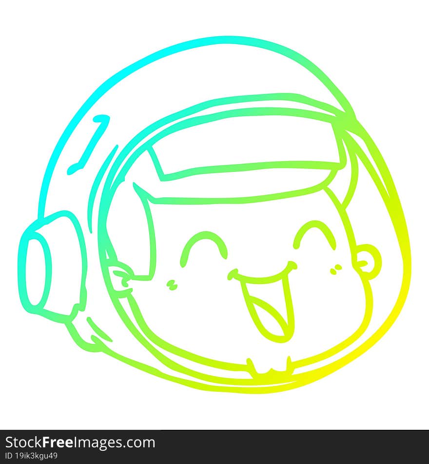 cold gradient line drawing cartoon happy astronaut face