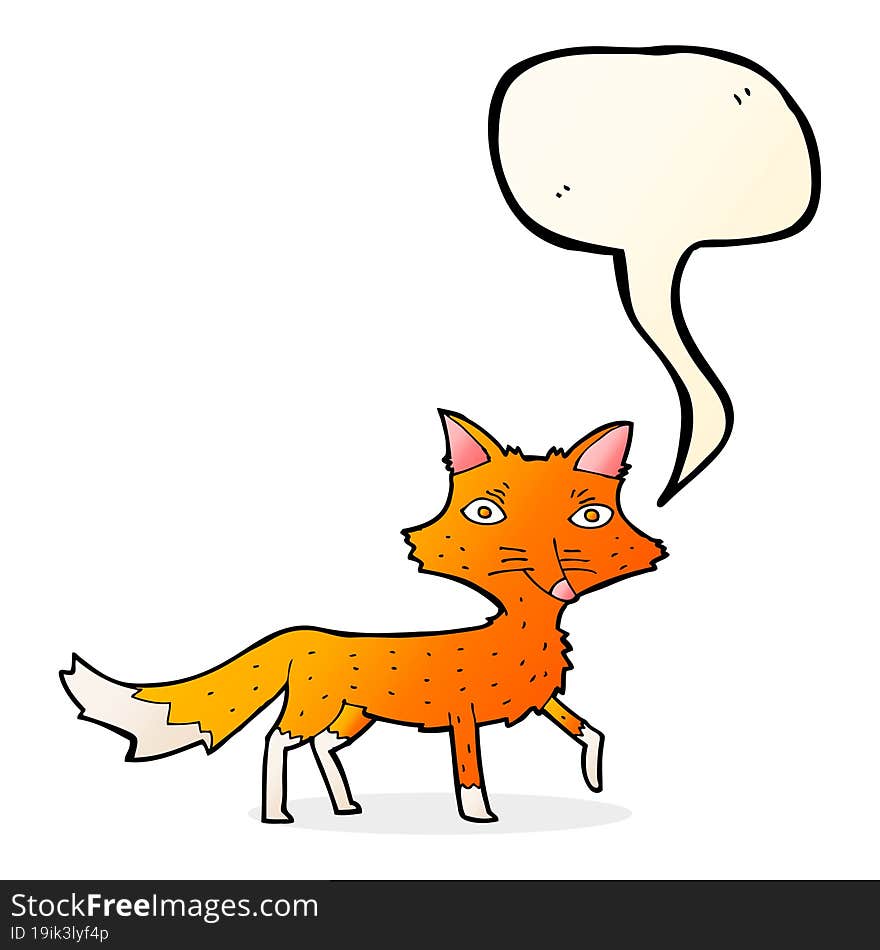 cartoon little fox with speech bubble