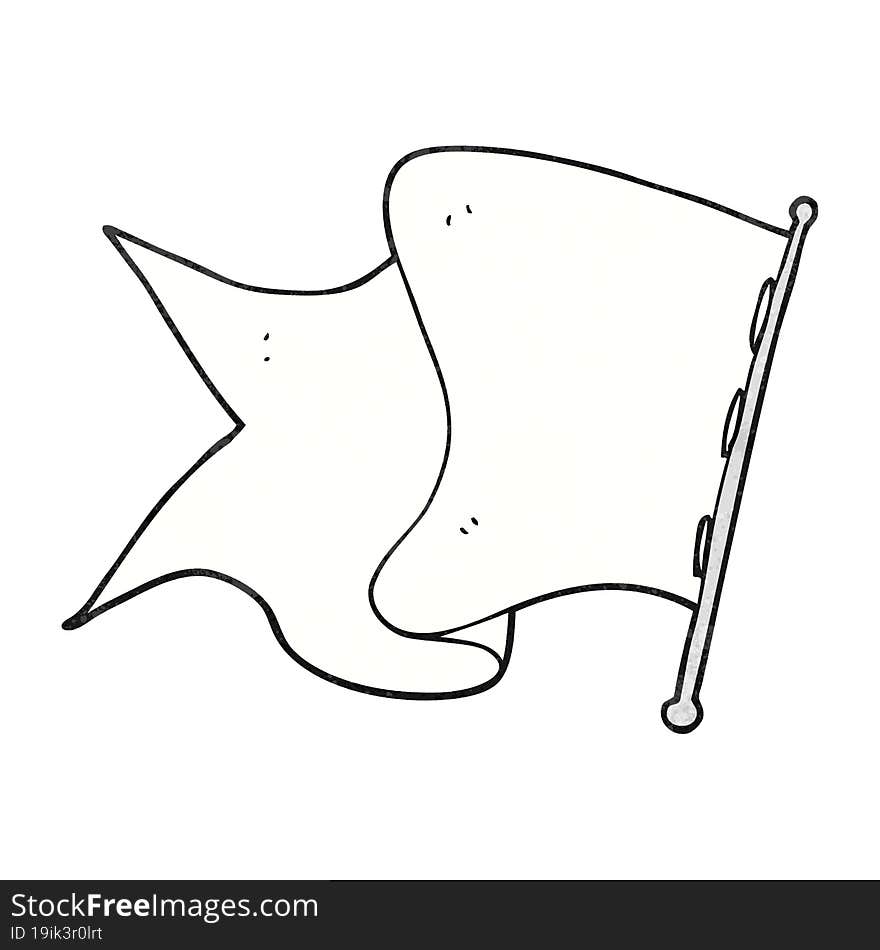 freehand textured cartoon white flag