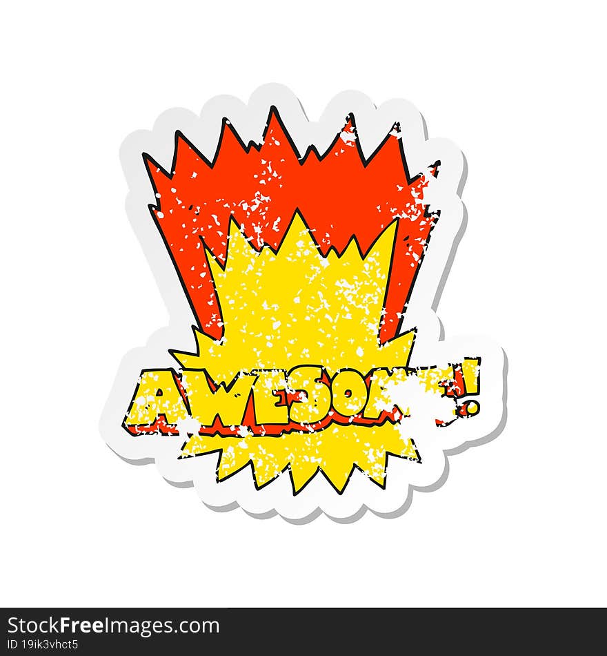 Retro Distressed Sticker Of A Awesome Cartoon Shout