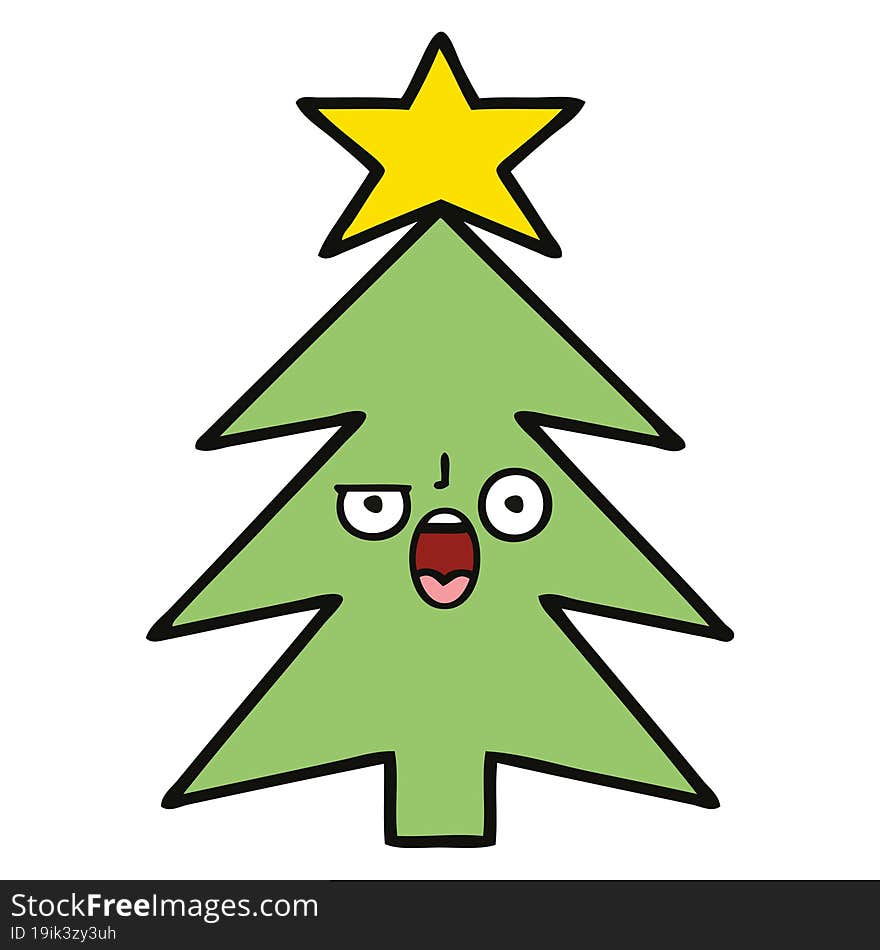 cute cartoon of a christmas tree. cute cartoon of a christmas tree