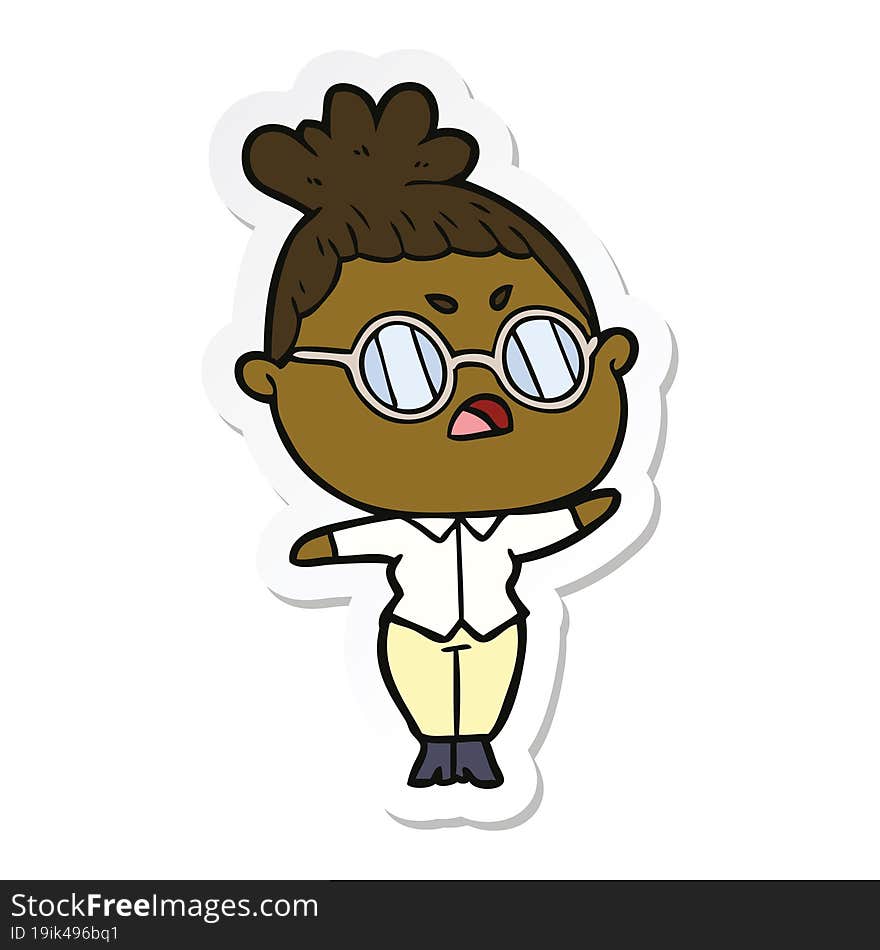 sticker of a cartoon annoyed woman