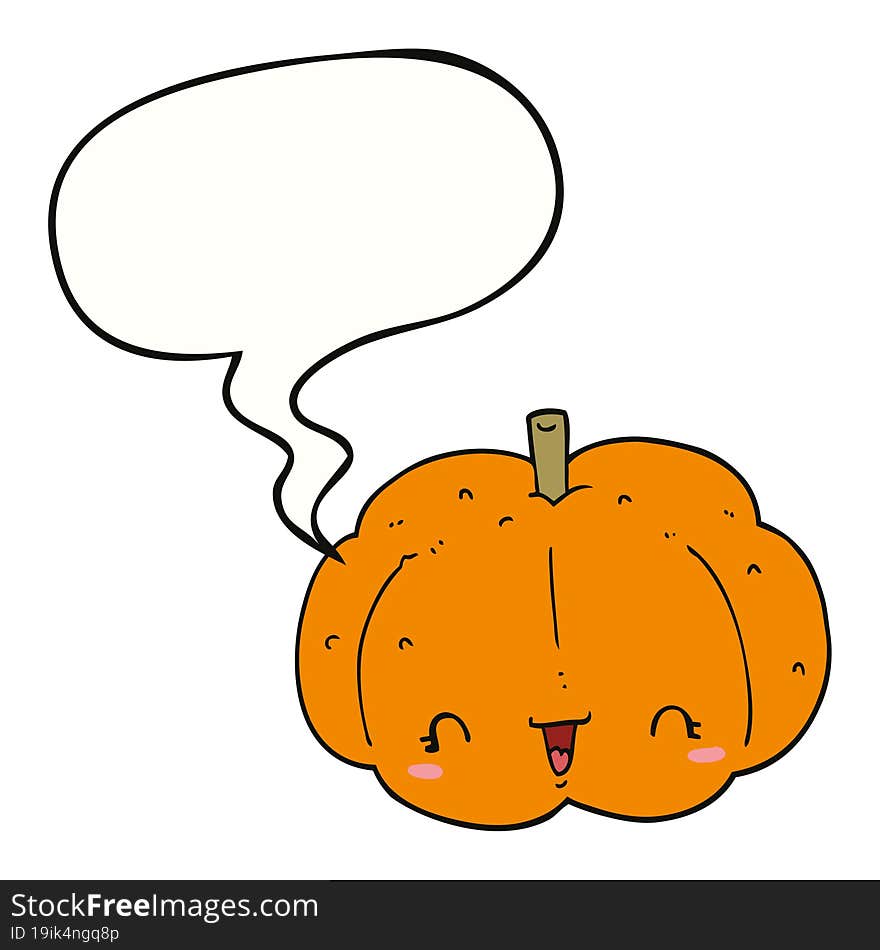 cartoon pumpkin and speech bubble