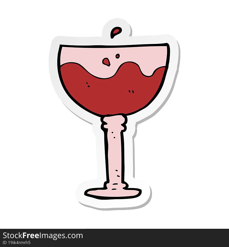 sticker of a cartoon glass of red wine