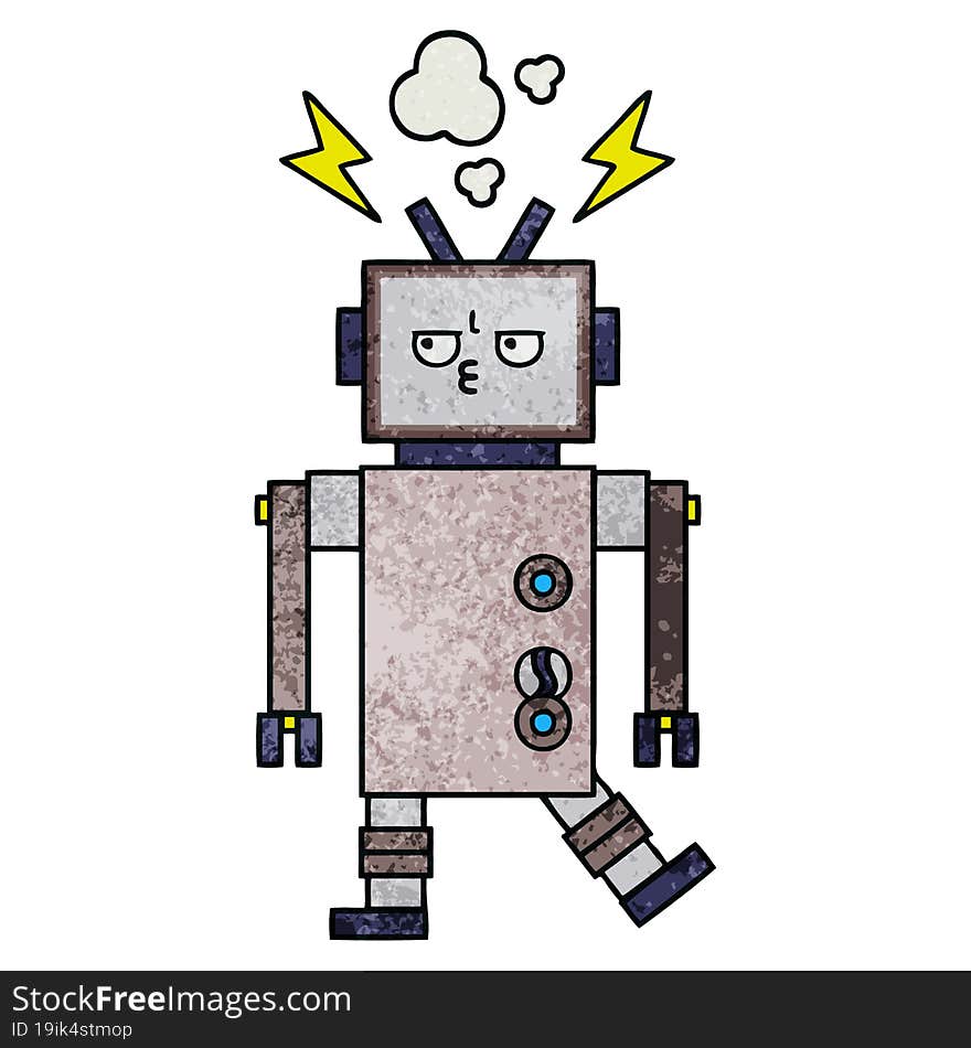 Retro Grunge Texture Cartoon Robot