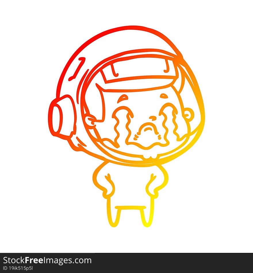 warm gradient line drawing cartoon crying astronaut