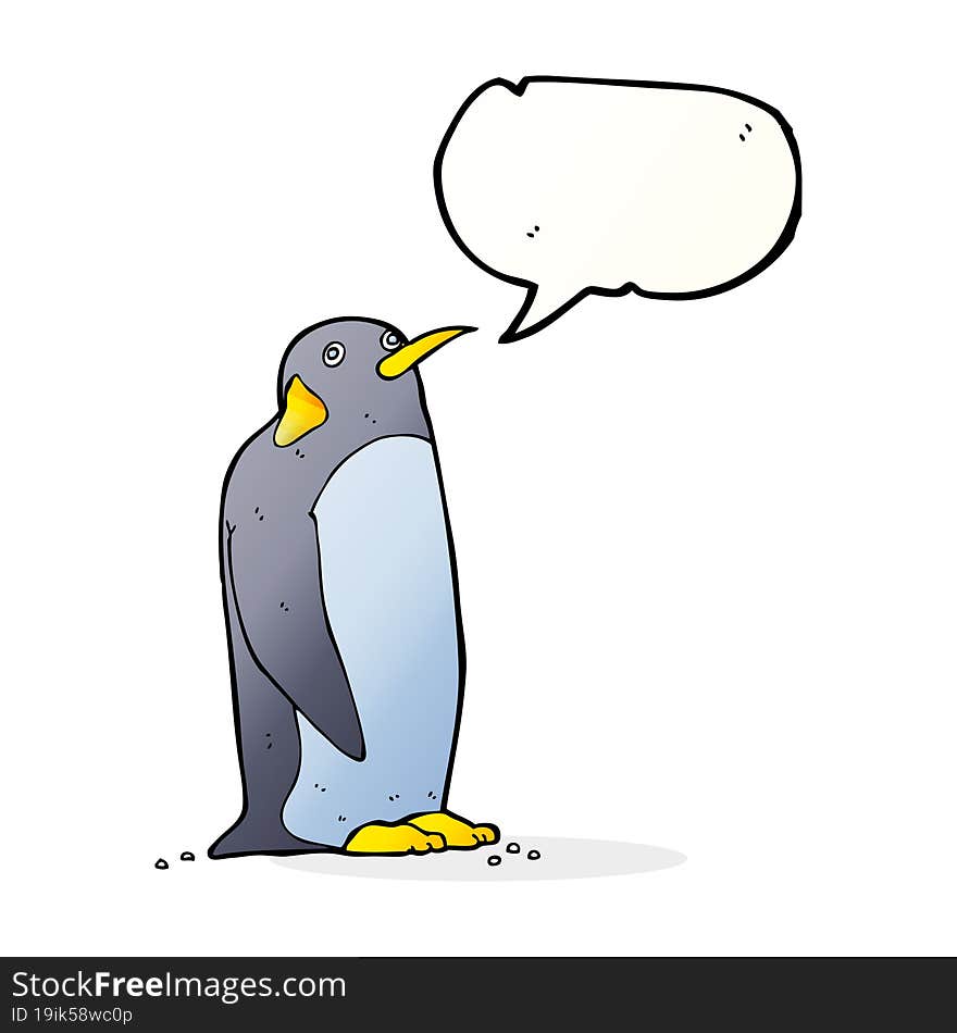 cartoon penguin with speech bubble