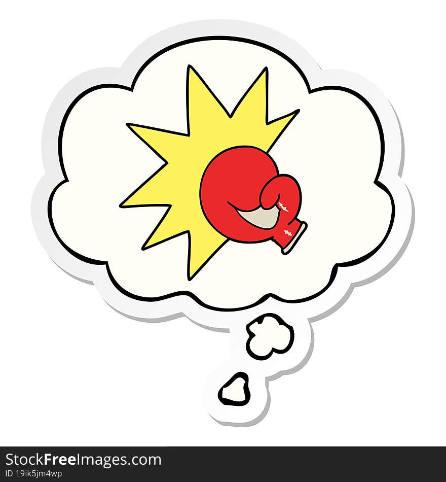 Boxing Glove Cartoon  And Thought Bubble As A Printed Sticker