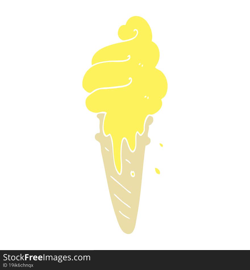 flat color illustration cartoon ice cream cone