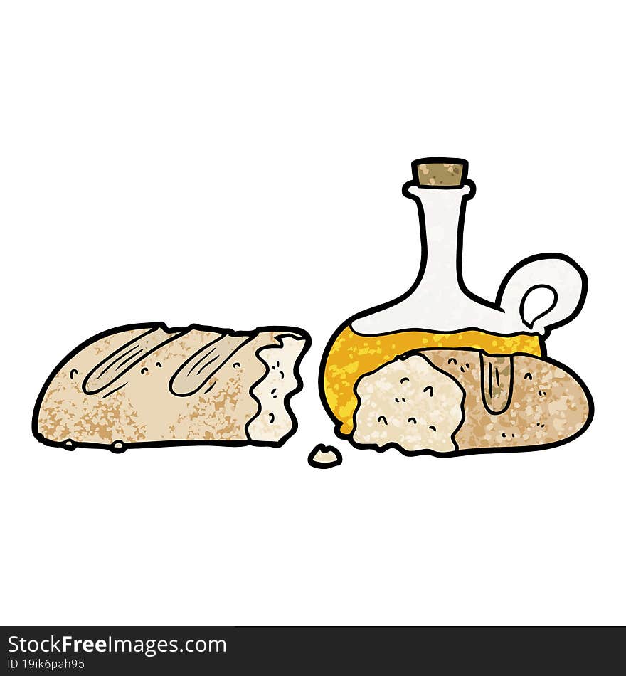 bread and oil cartoon. bread and oil cartoon