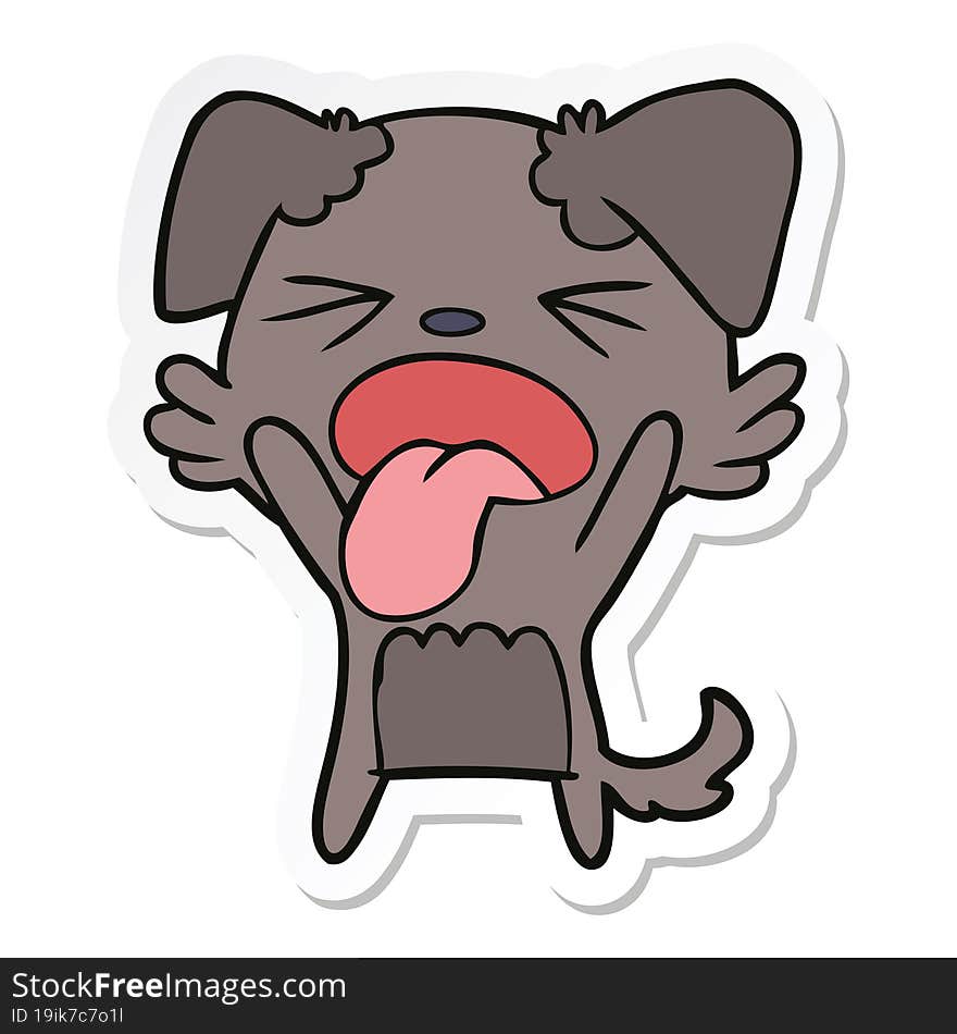 Sticker Of A Cartoon Disgusted Dog