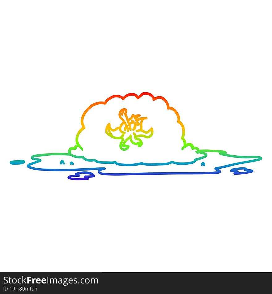 rainbow gradient line drawing cartoon squashed tomato