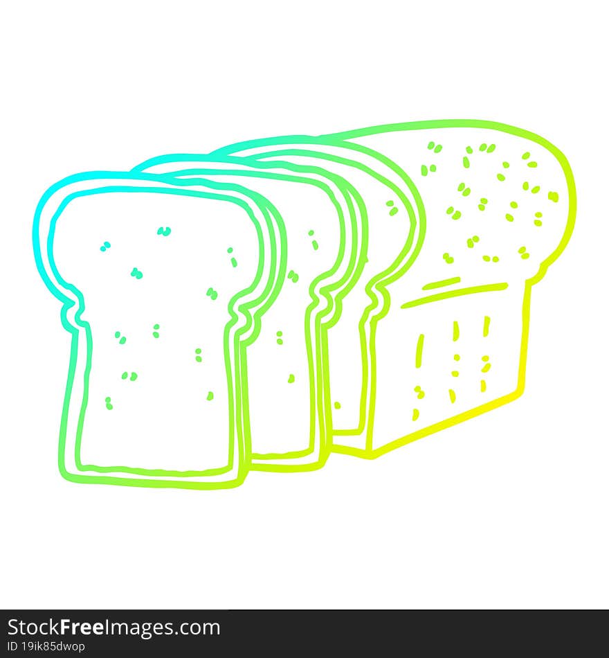 cold gradient line drawing of a cartoon sliced bread