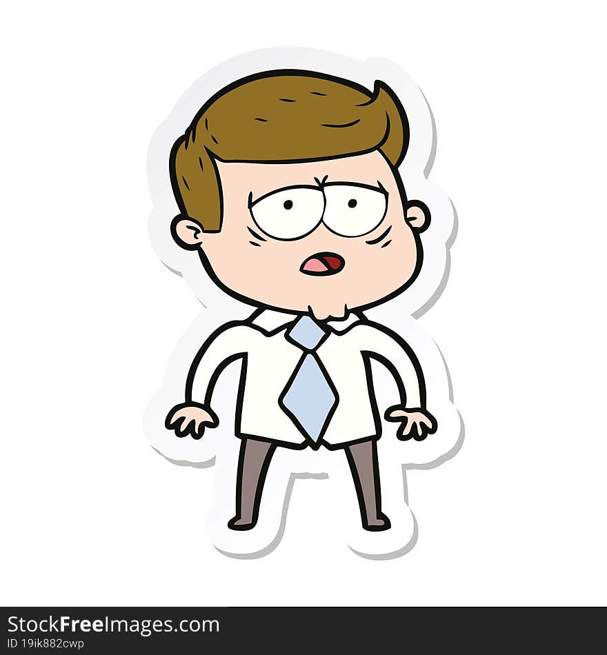 sticker of a cartoon tired man