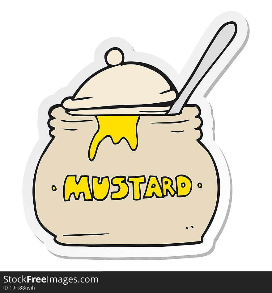 sticker of a cartoon mustard pot