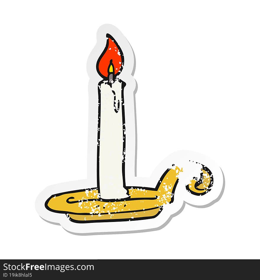 retro distressed sticker of a cartoon candle burning