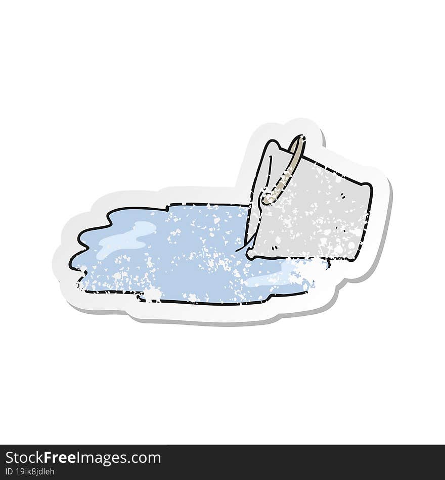 retro distressed sticker of a cartoon spilled bucket