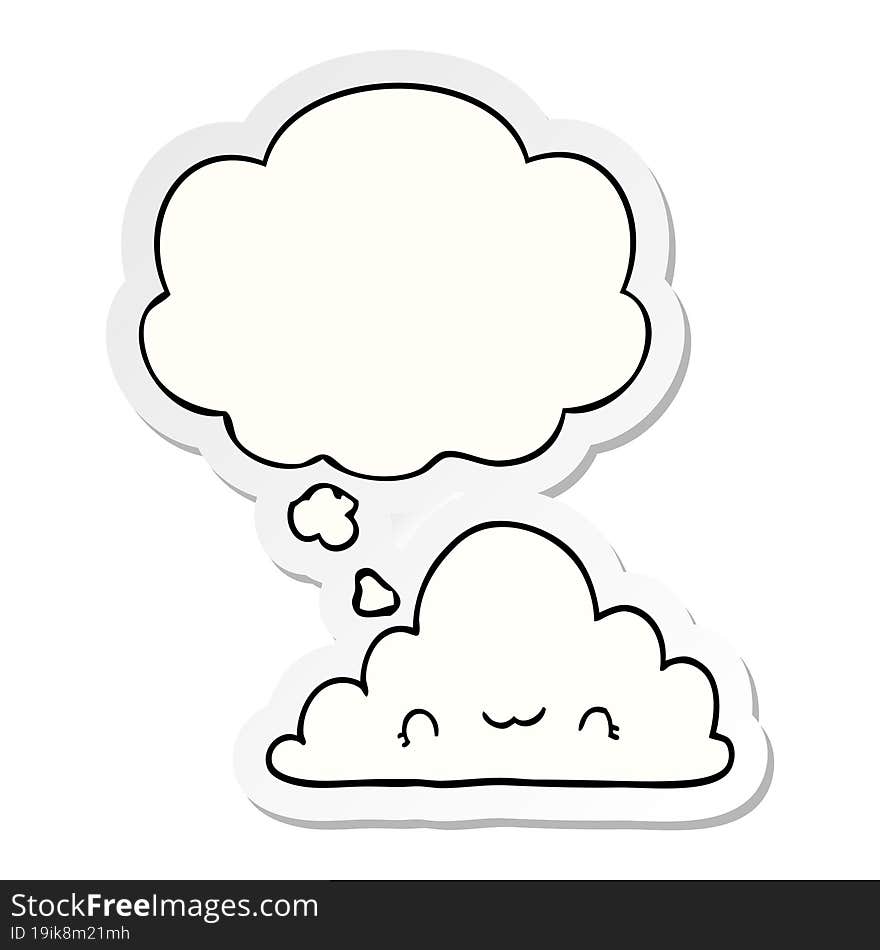 cute cartoon cloud and thought bubble as a printed sticker