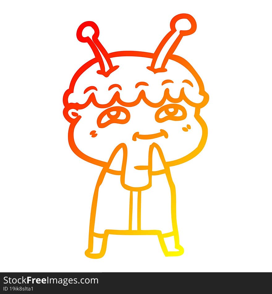 warm gradient line drawing friendly cartoon spaceman