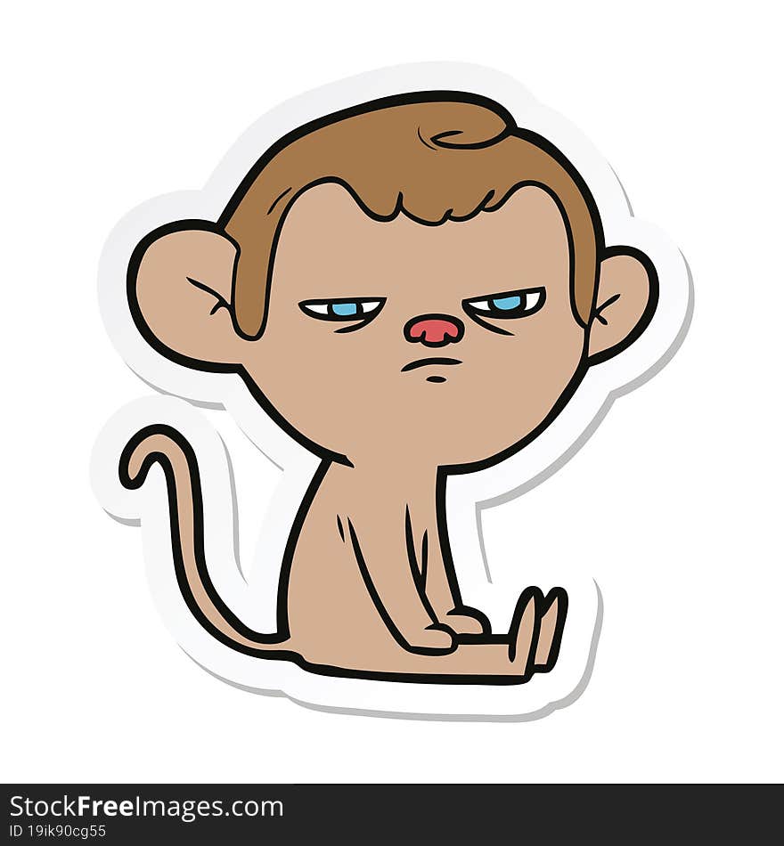 sticker of a cartoon annoyed monkey