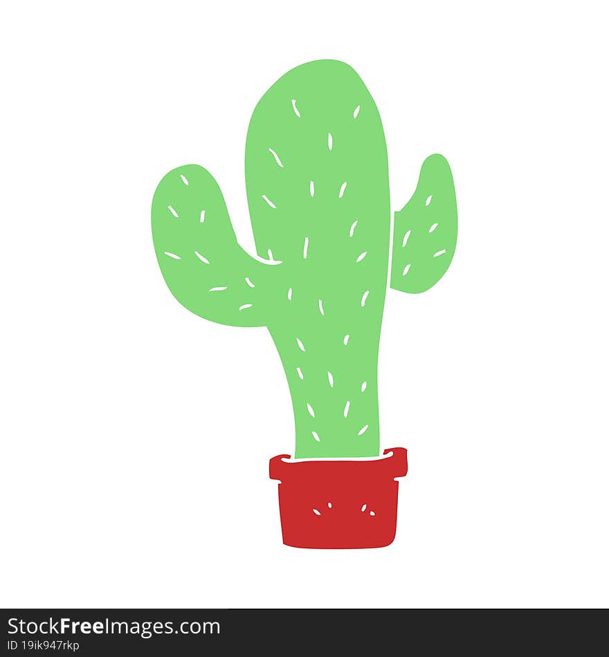 Flat Color Illustration Of A Cartoon Cactus