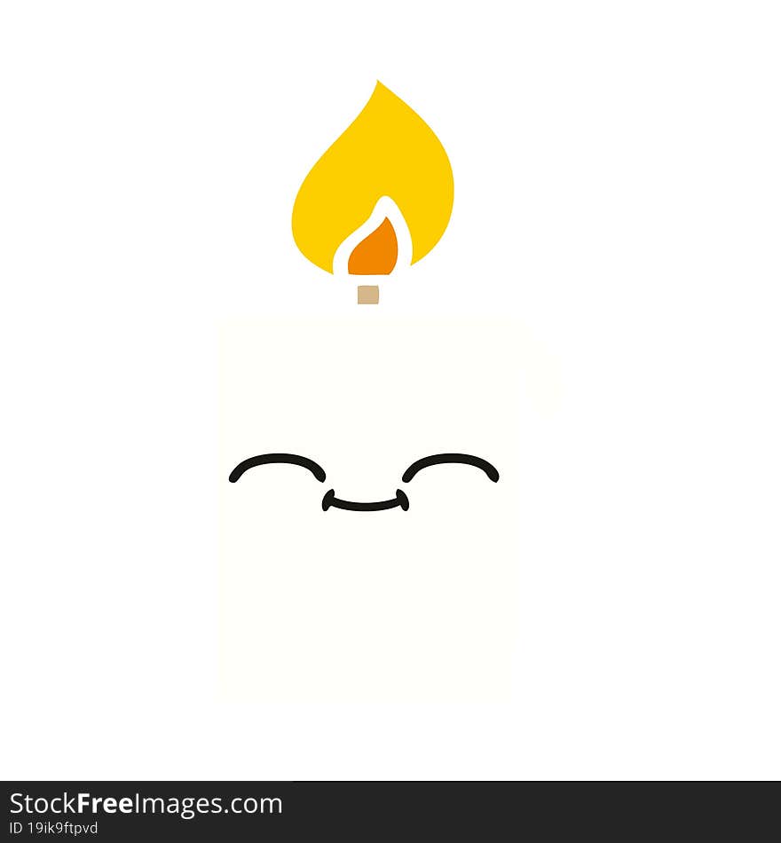 flat color retro cartoon of a lit candle