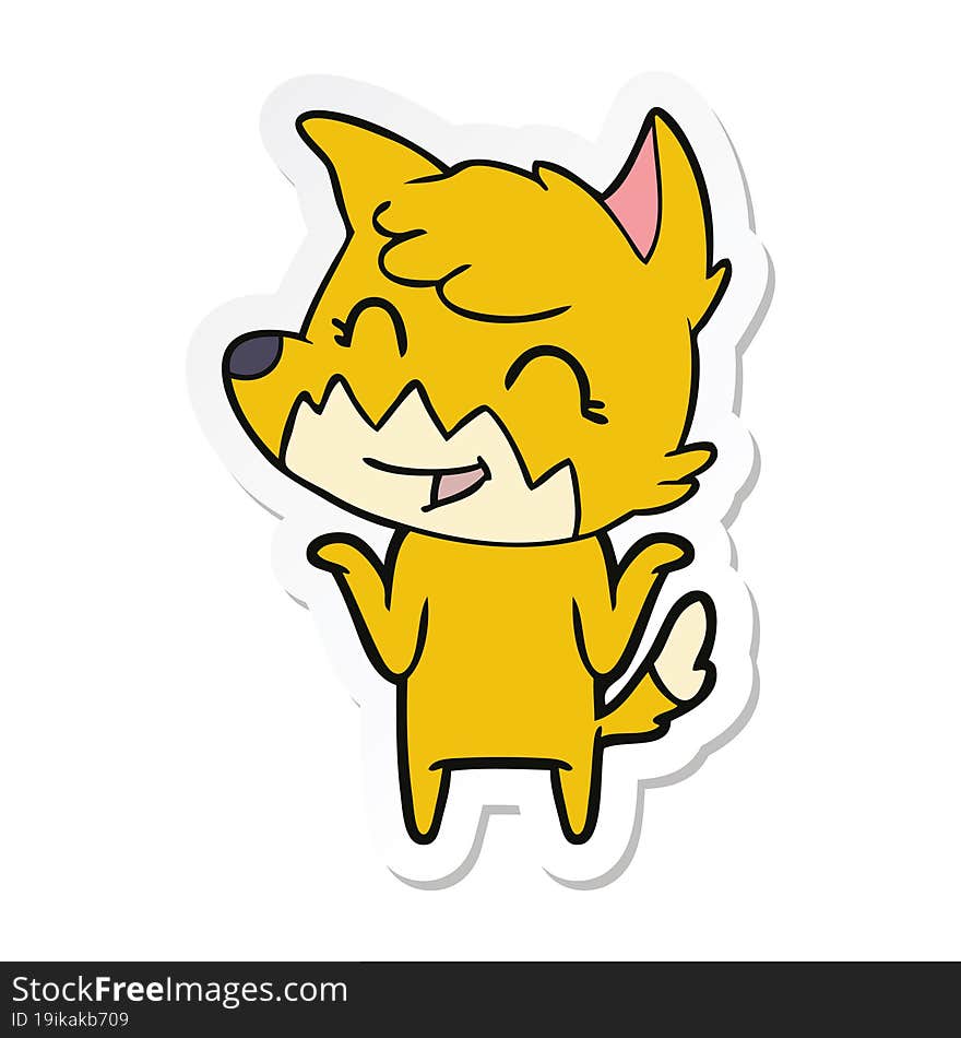 sticker of a happy cartoon fox