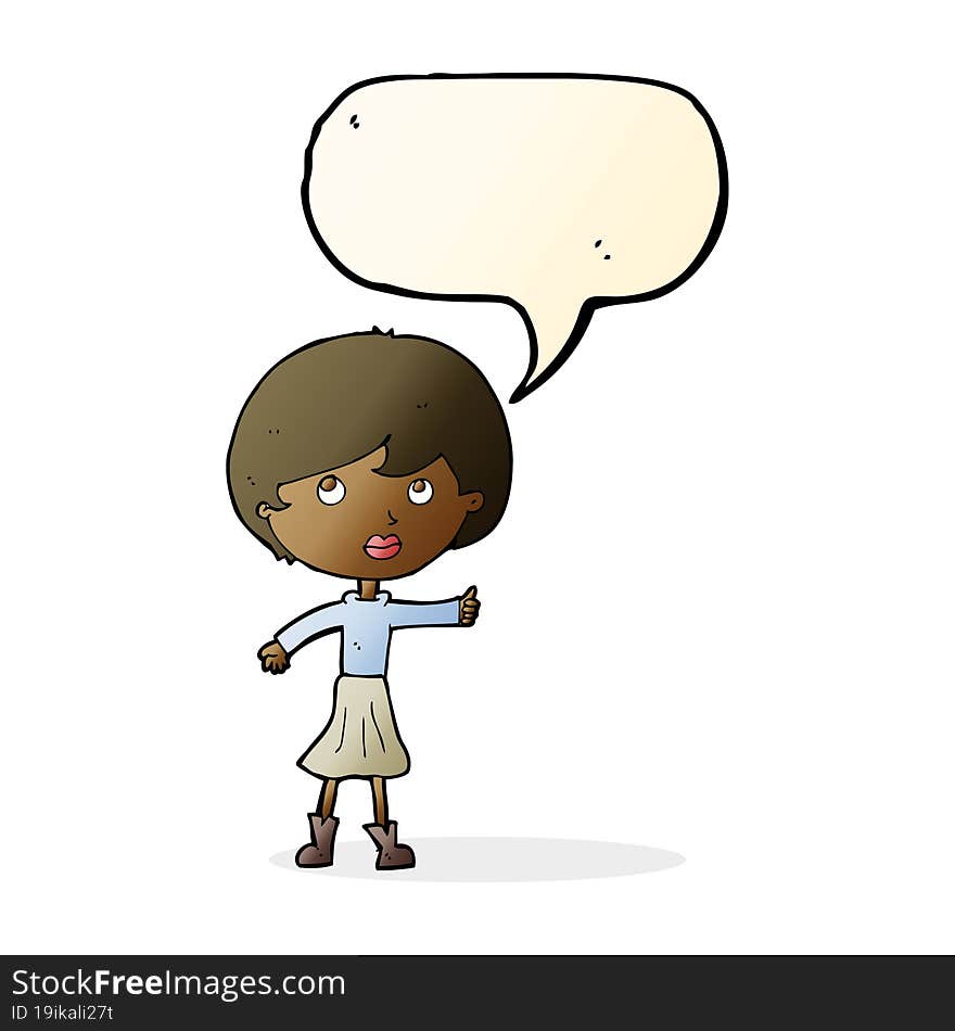 cartoon woman asking question with speech bubble