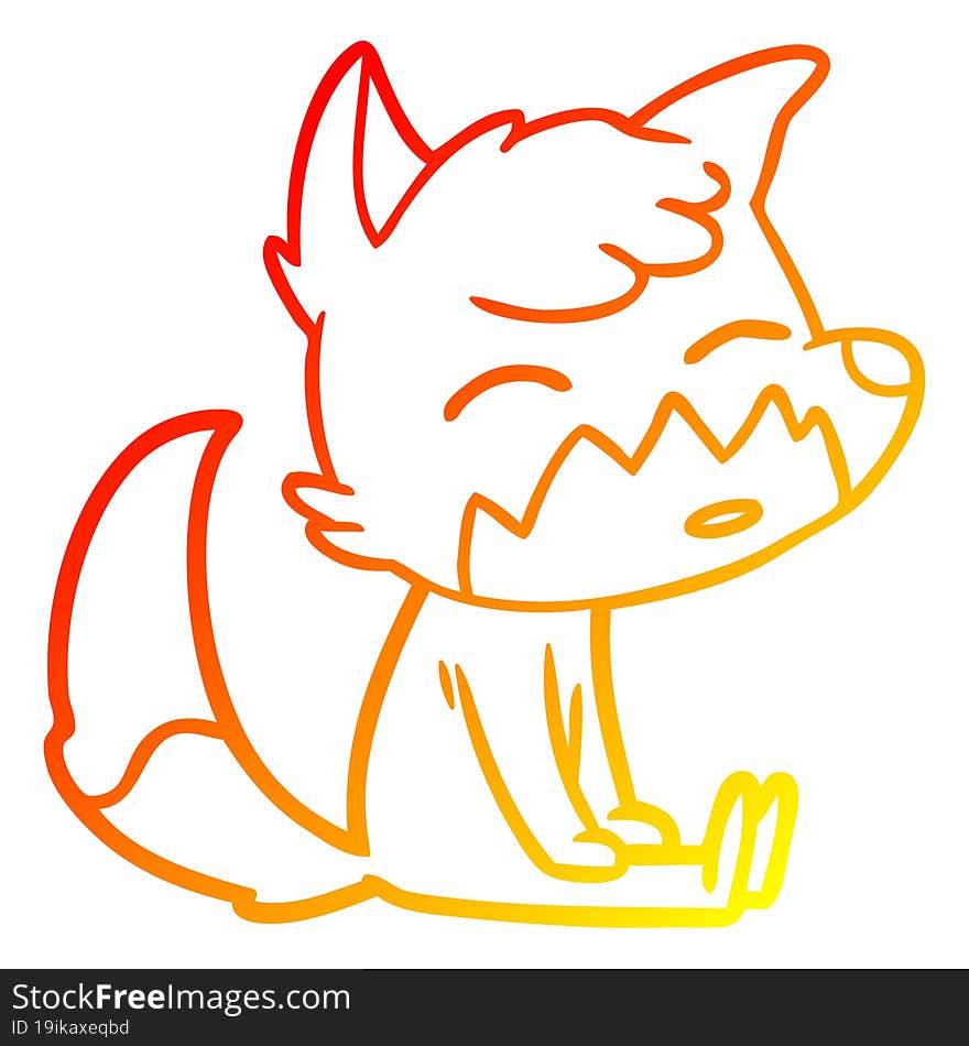 Warm Gradient Line Drawing Cartoon Fox Sitting