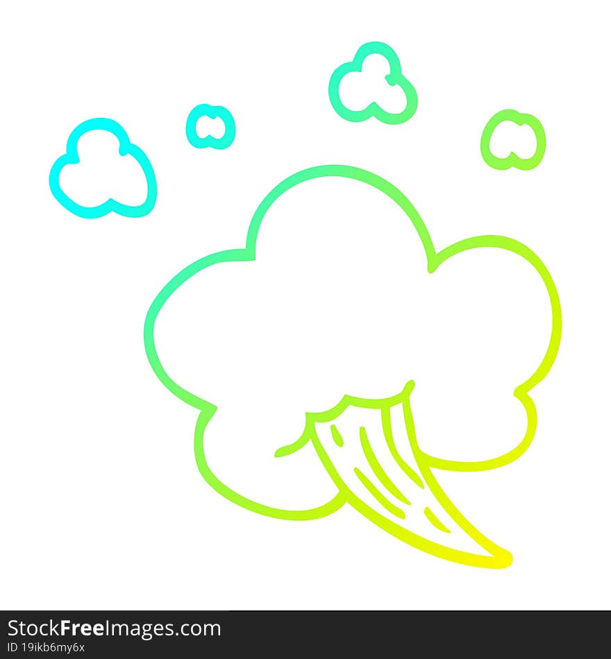 cold gradient line drawing cartoon whooshing cloud