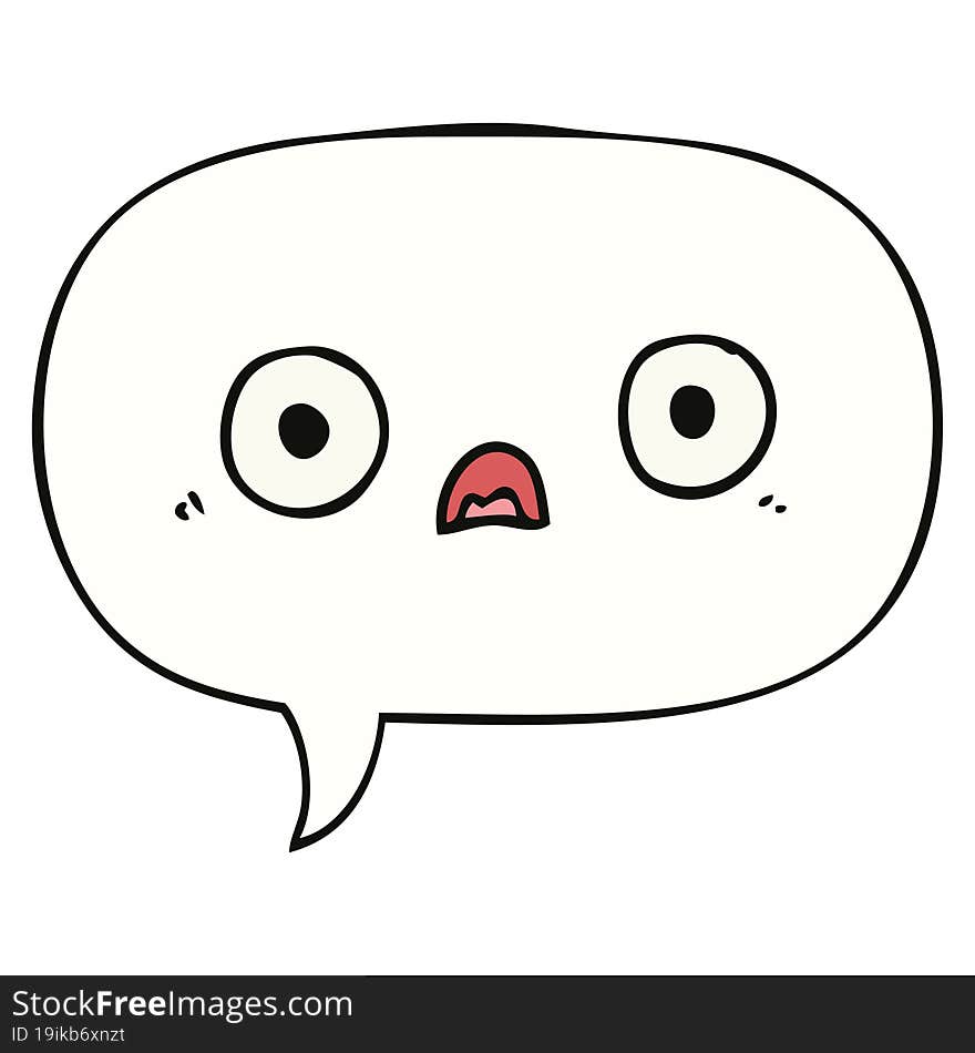 Cute Cartoon Face And Speech Bubble