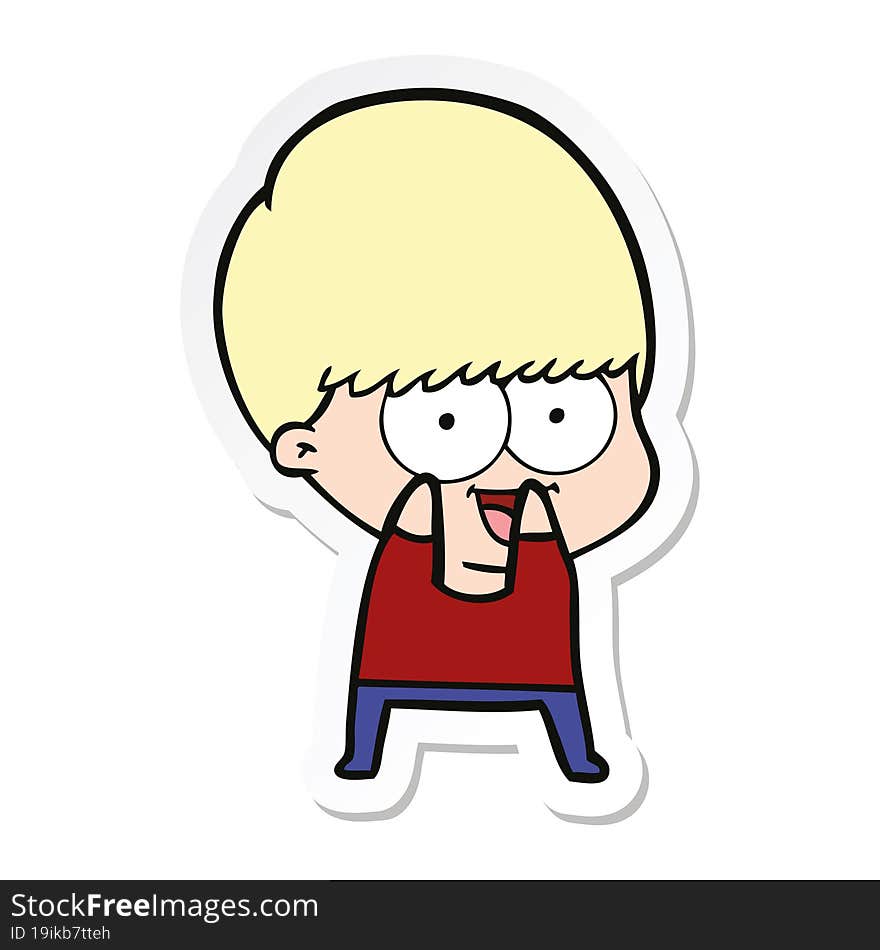 Sticker Of A Happy Cartoon Boy