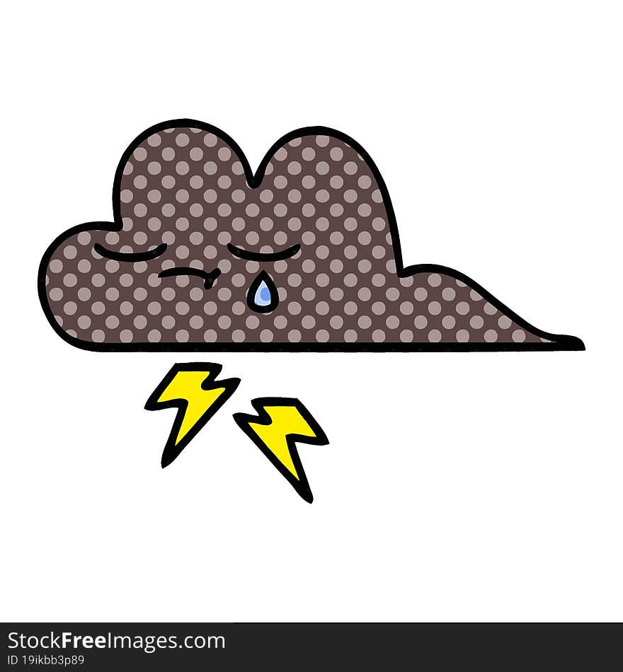 comic book style cartoon of a storm cloud