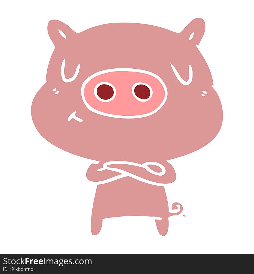 flat color style cartoon content pig