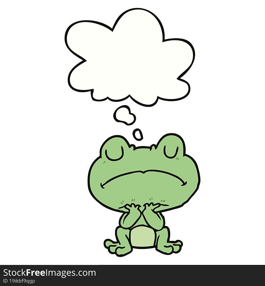 cartoon frog with thought bubble. cartoon frog with thought bubble