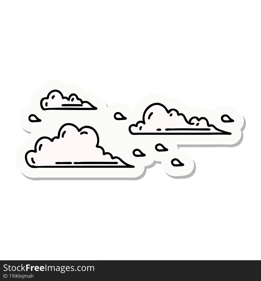 Sticker Of Tattoo Style Floating Clouds