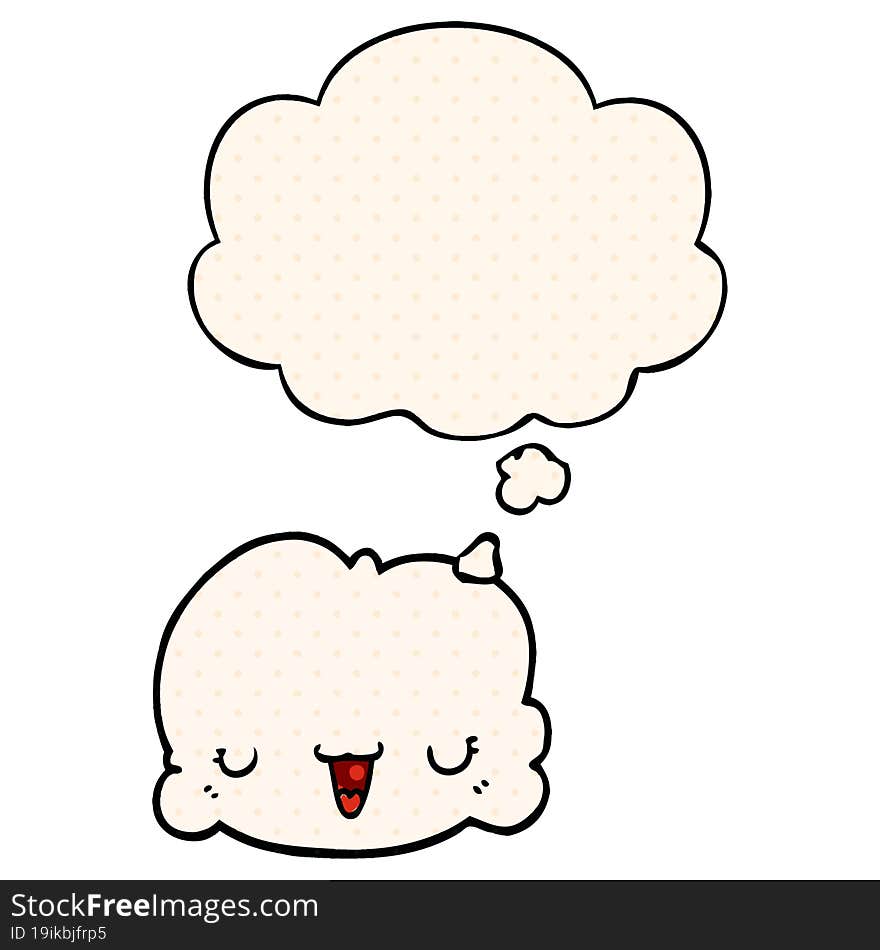 cute cartoon cloud and thought bubble in comic book style