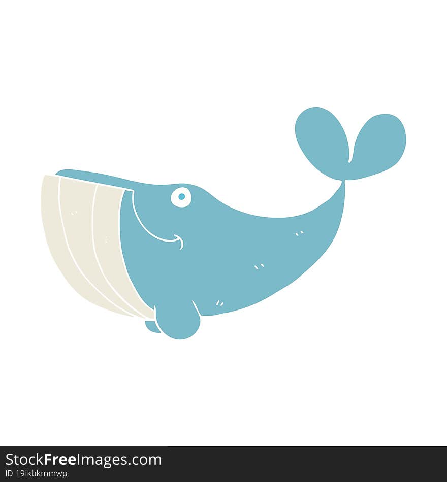 flat color illustration of a cartoon happy whale