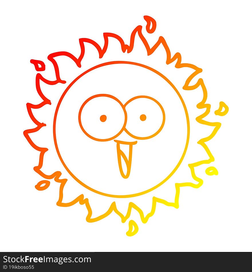 warm gradient line drawing happy cartoon sun