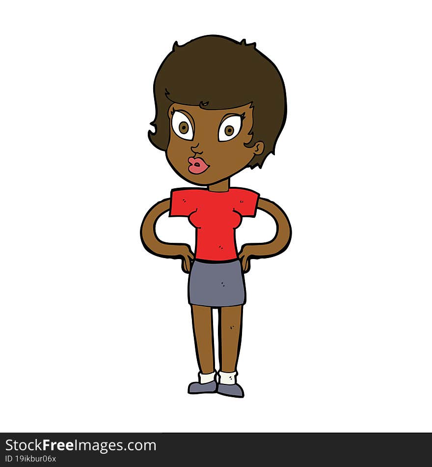 cartoon woman with hands on hips